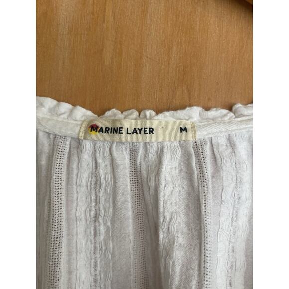 Marine Layer Lana Textured Short Sleeve Top Cream Ivory Women’s Size Medium - Picture 4 of 5